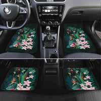 Hawaii Hummingbird Tropical Flowers Car Mats Dark Green