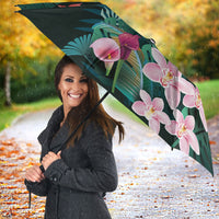 Hawaii Hummingbird Tropical Flowers Umbrella Dark Green