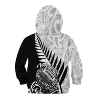 New Zealand Silver Fern Rugby Kid Hoodie Aotearoa Maori Black Version LT01 - Polynesian Pride