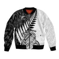 New Zealand Silver Fern Rugby Bomber Jacket Aotearoa Maori White Version LT01 Unisex White - Polynesian Pride