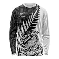 Custom New Zealand Silver Fern Rugby Long Sleeve Shirt Aotearoa Maori White Version LT01