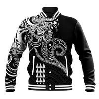 Hawaii Valentine Baseball Jacket Kakau Polynesian Heart LT01 Unisex Black - Polynesian Pride