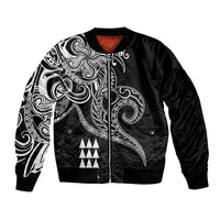 Hawaii Valentine Bomber Jacket Kakau Polynesian Heart LT01 Unisex Black - Polynesian Pride
