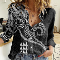 Hawaii Valentine Women Casual Shirt Kakau Polynesian Heart LT01 Female Black - Polynesian Pride