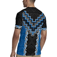 Blue Niho Taniwha Mix Poutama Rugby Jersey Unique Taniko Aotearoa