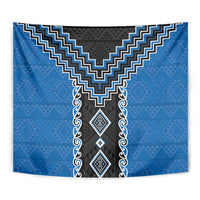 Blue Niho Taniwha Mix Poutama Tapestry Unique Taniko Aotearoa