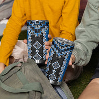 Blue Niho Taniwha Mix Poutama Tumbler Cup Unique Taniko Aotearoa