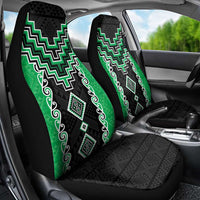 Green Niho Taniwha Mix Poutama Car Seat Cover Unique Taniko Aotearoa