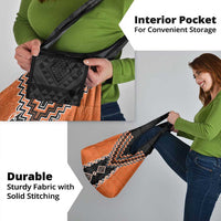 Orange Niho Taniwha Mix Poutama Grocery Bag Unique Taniko Aotearoa