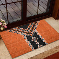 Orange Niho Taniwha Mix Poutama Rubber Doormat Unique Taniko Aotearoa