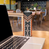 Orange Niho Taniwha Mix Poutama Skinny Tumbler Unique Taniko Aotearoa LT01 - Polynesian Pride