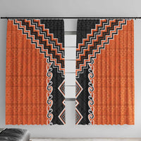 Orange Niho Taniwha Mix Poutama Window Curtain Unique Taniko Aotearoa