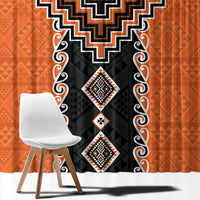 Orange Niho Taniwha Mix Poutama Window Curtain Unique Taniko Aotearoa