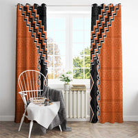 Orange Niho Taniwha Mix Poutama Window Curtain Unique Taniko Aotearoa