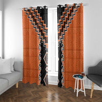 Orange Niho Taniwha Mix Poutama Window Curtain Unique Taniko Aotearoa