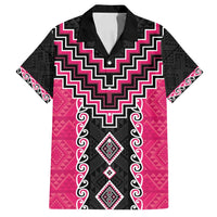 Pink Niho Taniwha Mix Poutama Family Matching Puletasi and Hawaiian Shirt Unique Taniko Aotearoa