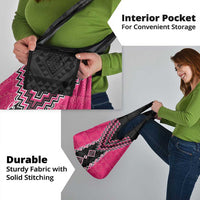 Pink Niho Taniwha Mix Poutama Grocery Bag Unique Taniko Aotearoa