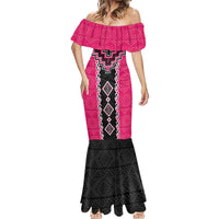 Pink Niho Taniwha Mix Poutama Mermaid Dress Unique Taniko Aotearoa LT01 - Polynesian Pride