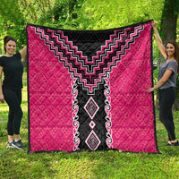 Pink Niho Taniwha Mix Poutama Quilt Unique Taniko Aotearoa