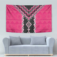 Pink Niho Taniwha Mix Poutama Tapestry Unique Taniko Aotearoa