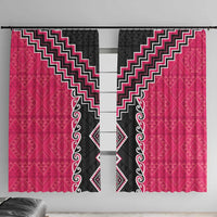 Pink Niho Taniwha Mix Poutama Window Curtain Unique Taniko Aotearoa