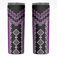Purple Niho Taniwha Mix Poutama Skinny Tumbler Unique Taniko Aotearoa LT01 Purple - Polynesian Pride