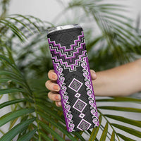 Purple Niho Taniwha Mix Poutama Skinny Tumbler Unique Taniko Aotearoa LT01 - Polynesian Pride