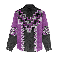 Purple Niho Taniwha Mix Poutama Women Casual Shirt Unique Taniko Aotearoa LT01 - Polynesian Pride