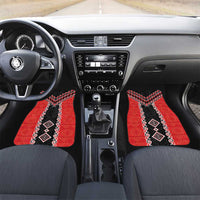 Red Niho Taniwha Mix Poutama Car Mats Unique Taniko Aotearoa