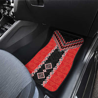 Red Niho Taniwha Mix Poutama Car Mats Unique Taniko Aotearoa