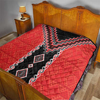 Red Niho Taniwha Mix Poutama Quilt Unique Taniko Aotearoa