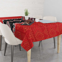 Red Niho Taniwha Mix Poutama Tablecloth Unique Taniko Aotearoa