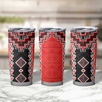 Red Niho Taniwha Mix Poutama Tumbler Cup Unique Taniko Aotearoa