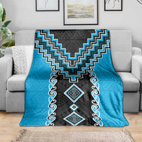 Sky Blue Niho Taniwha Mix Poutama Blanket Unique Taniko Aotearoa