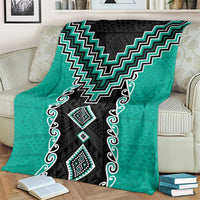Teal Niho Taniwha Mix Poutama Blanket Unique Taniko Aotearoa