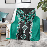 Teal Niho Taniwha Mix Poutama Blanket Unique Taniko Aotearoa
