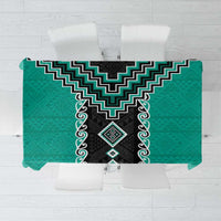 Teal Niho Taniwha Mix Poutama Tablecloth Unique Taniko Aotearoa
