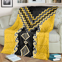 Yellow Niho Taniwha Mix Poutama Blanket Unique Taniko Aotearoa