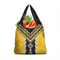 Yellow Niho Taniwha Mix Poutama Grocery Bag Unique Taniko Aotearoa