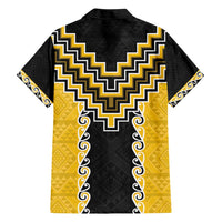 Yellow Niho Taniwha Mix Poutama Hawaiian Shirt Unique Taniko Aotearoa