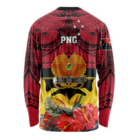 Papua New Guinea Long Sleeve Shirt Bird Of Paradise Mix Polynesian Pattern LT01