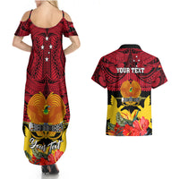 Personalised Papua New Guinea Couples Matching Summer Maxi Dress and Hawaiian Shirt Bird Of Paradise Mix Polynesian Pattern LT01 - Polynesian Pride