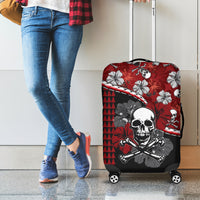 Hawaii Halloween Luggage Cover Hibiscus Skull Kakau Pattern LT01 - Polynesian Pride