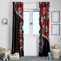 Hawaii Halloween Window Curtain Hibiscus Skull Kakau Pattern LT01 - Polynesian Pride