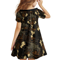 Javanese Batik Semen Family Matching Off The Shoulder Long Sleeve Dress and Hawaiian Shirt Indonesian Traditional Pattern