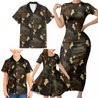 Javanese Batik Semen Family Matching Short Sleeve Bodycon Dress and Hawaiian Shirt Indonesian Traditional Pattern LT01 - Polynesian Pride