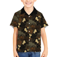 Javanese Batik Semen Family Matching Short Sleeve Bodycon Dress and Hawaiian Shirt Indonesian Traditional Pattern