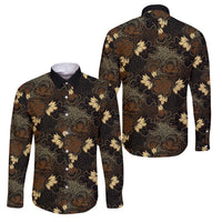 Javanese Batik Semen Family Matching Summer Maxi Dress and Hawaiian Shirt Indonesian Traditional Pattern LT01 Dad's Shirt - Long Sleeve Black - Polynesian Pride