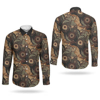 Batik Pedalaman Semen Lereng Style Couples Matching Puletasi and Long Sleeve Button Shirt Indonesian Traditional Pattern LT01 - Polynesian Pride