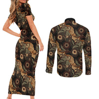 Batik Pedalaman Semen Lereng Style Couples Matching Short Sleeve Bodycon Dress and Long Sleeve Button Shirt Indonesian Traditional Pattern LT01 - Polynesian Pride
